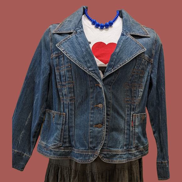 Vintage 1990s Structured Wide Collar Red Tab Levis Blazer, Sz L - Picture 1 of 4
